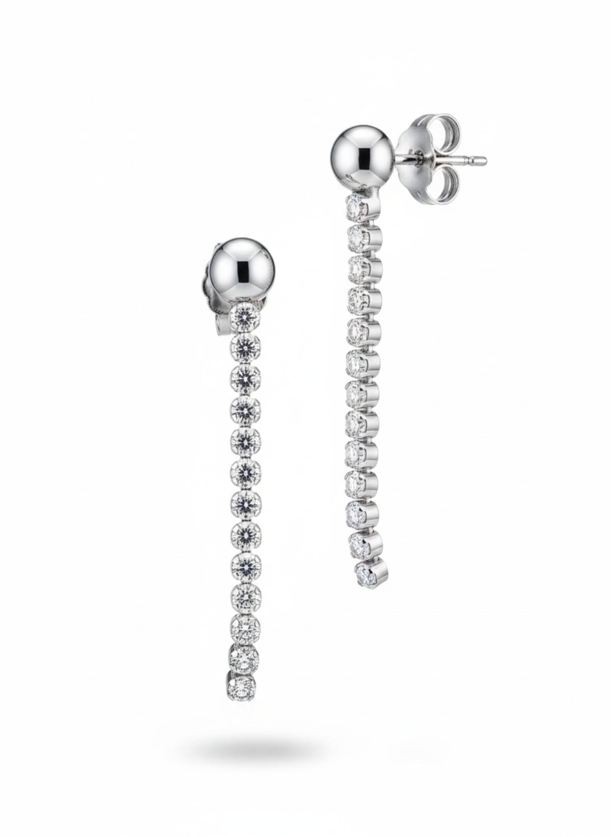 White Silver  Earring with CZ