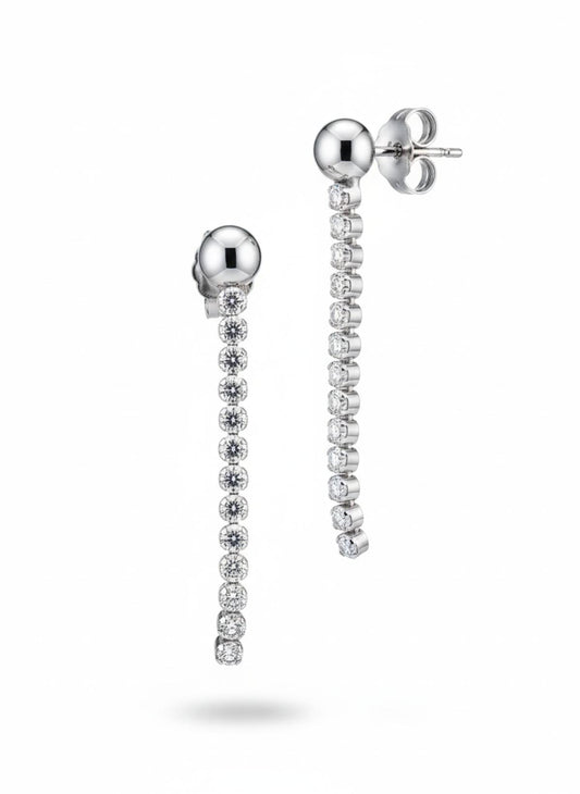 White Silver  Earring with CZ