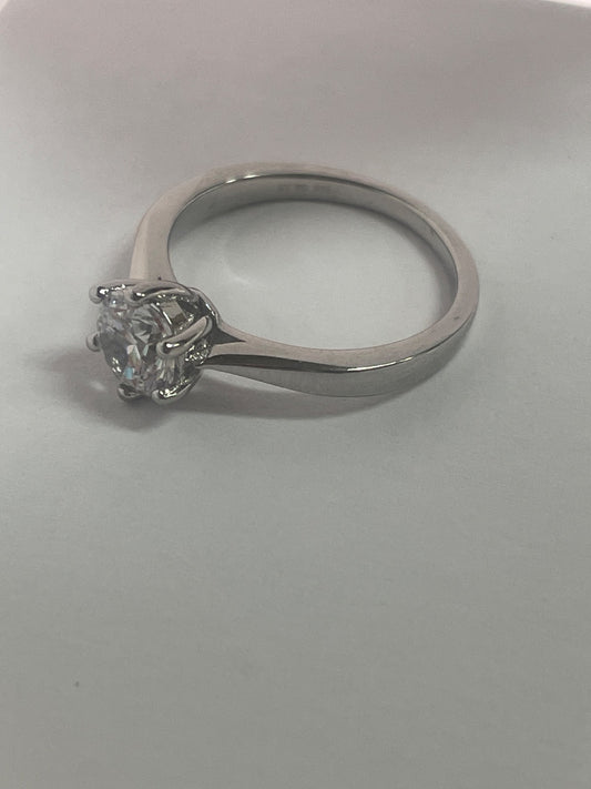 White Silver  Engagement Ring with CZ