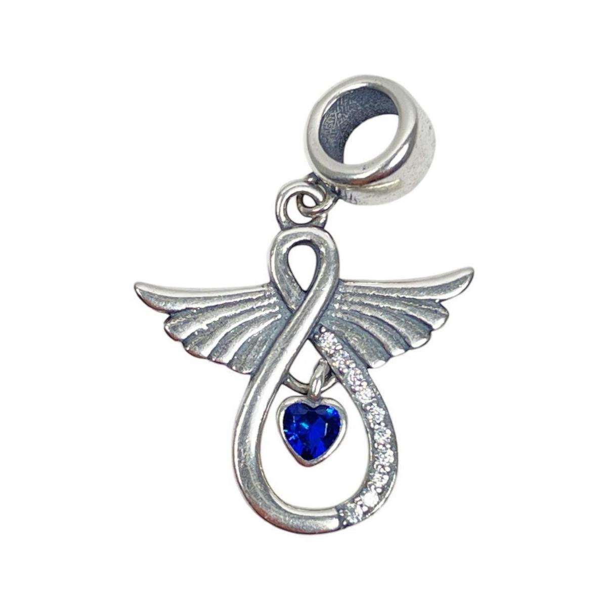 White Silver Angel Wings Charm with CZ