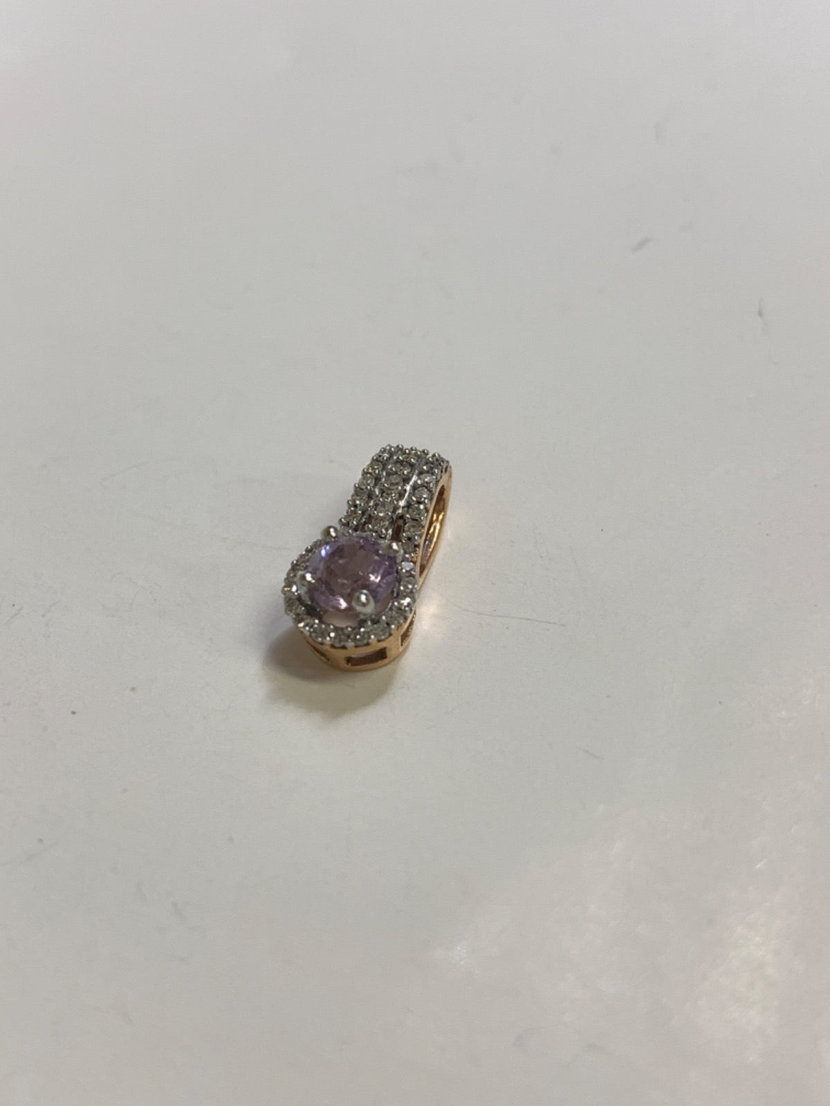 14K Rose Gold  Pendant with Amethyst and Diamond