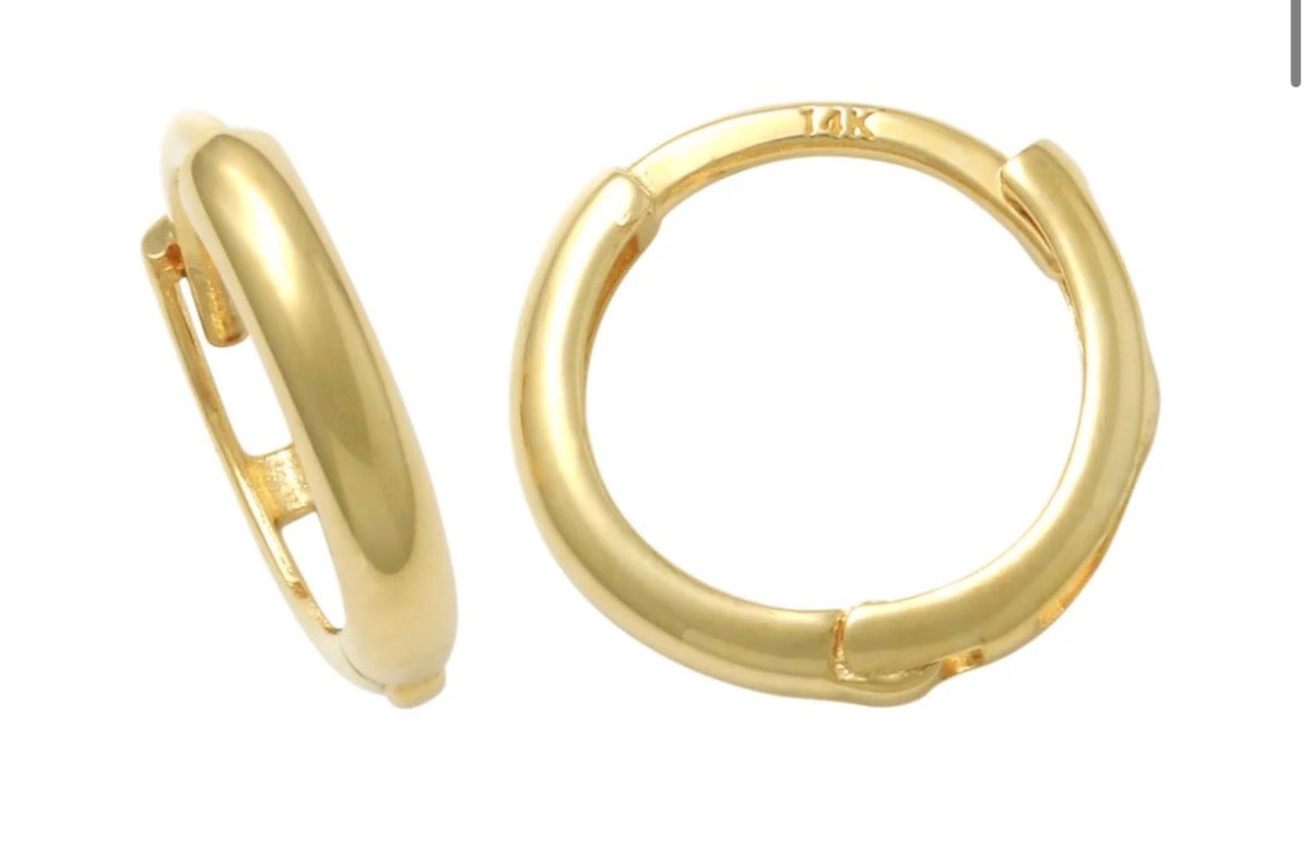 14K Yellow Gold Small Hoop 11mm Earring