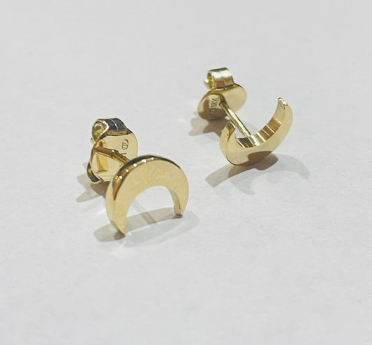 18K Yellow Gold Haft Moon  Earring