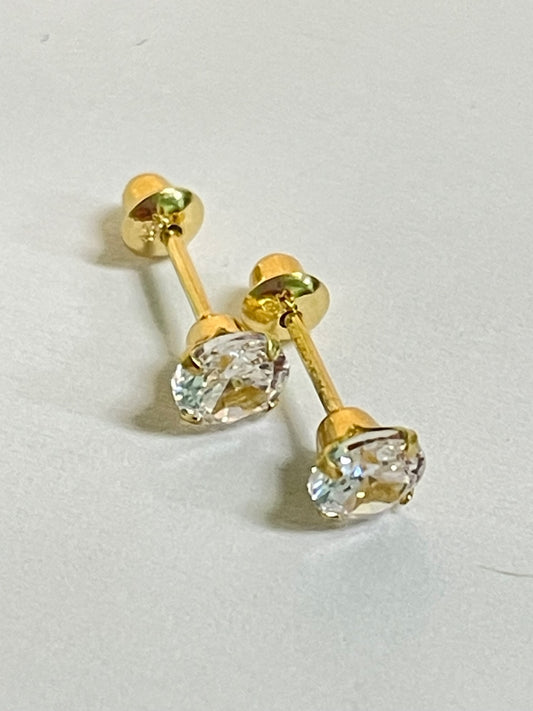 18K Yellow Gold  Earring with CZ