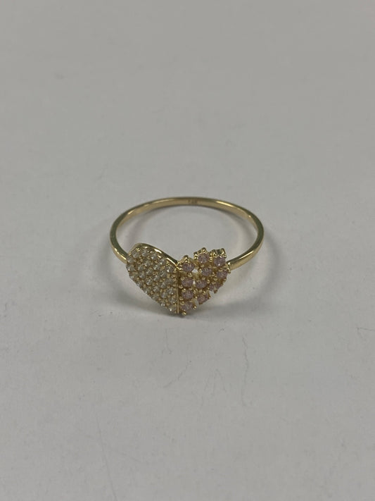 14K Yellow Gold Heart Ring with CZ