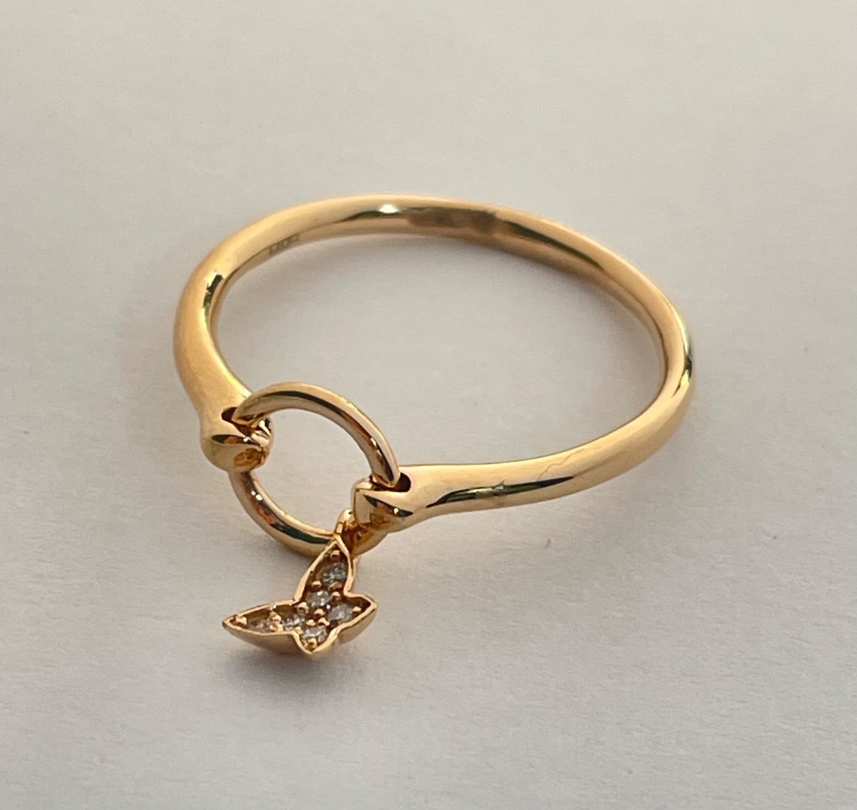 18K Rose Gold Butterfly  Ring with Diamond