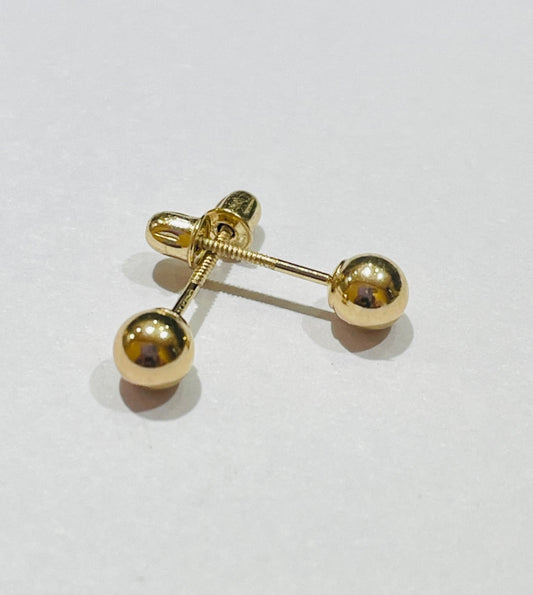 14K Yellow Gold Ball 4mm Earring
