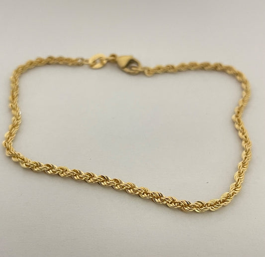 18K Yellow Gold Lazer Rope  Chain