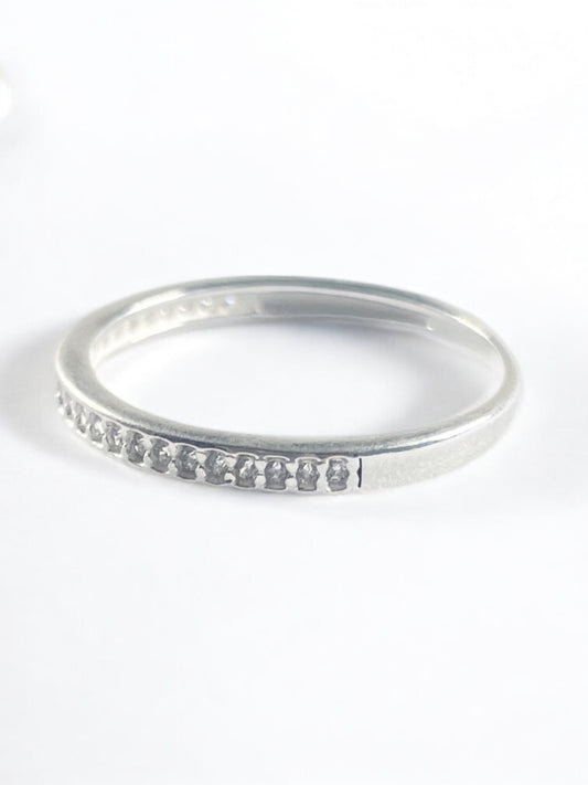 White Silver  Ring with CZ