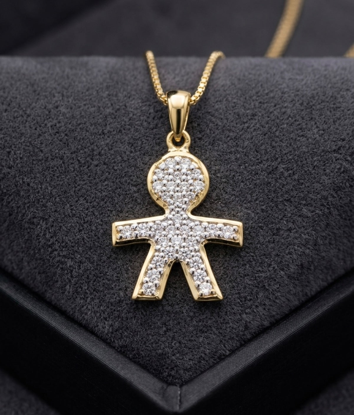 18K Yellow Gold Boy  Pendant with CZ