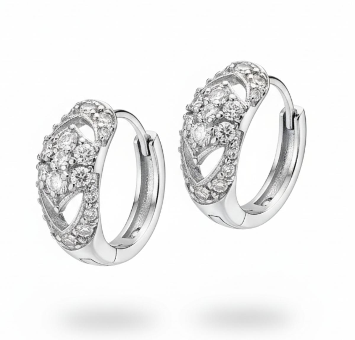 White Silver  Earring with CZ