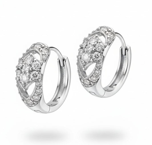White Silver  Earring with CZ