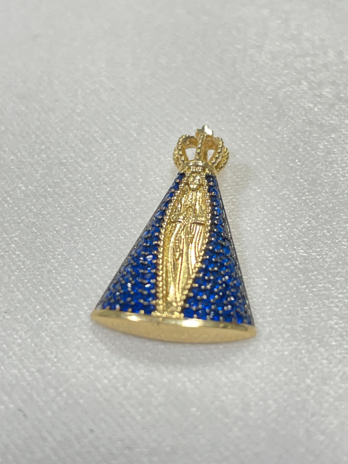 18K Yellow Gold Our Mother  Pendant with CZ