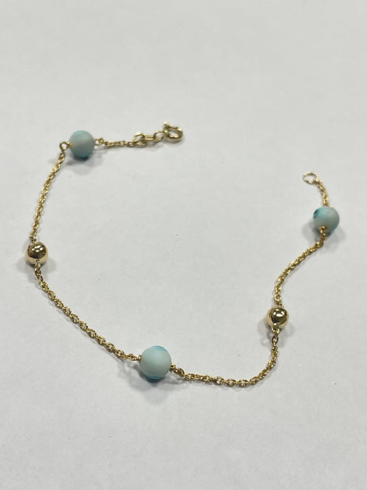 18K Yellow Gold Ball and Eyes  Bracelet