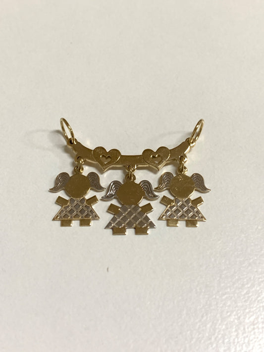 18K Two-Tone Gold 3 Girls Pendant