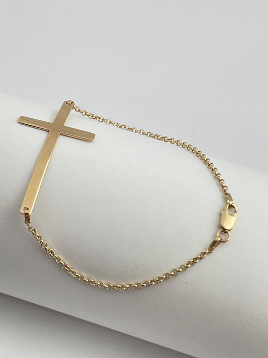 18K Yellow Gold Cross  Bracelet