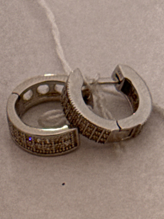 White Silver Hoop Earring