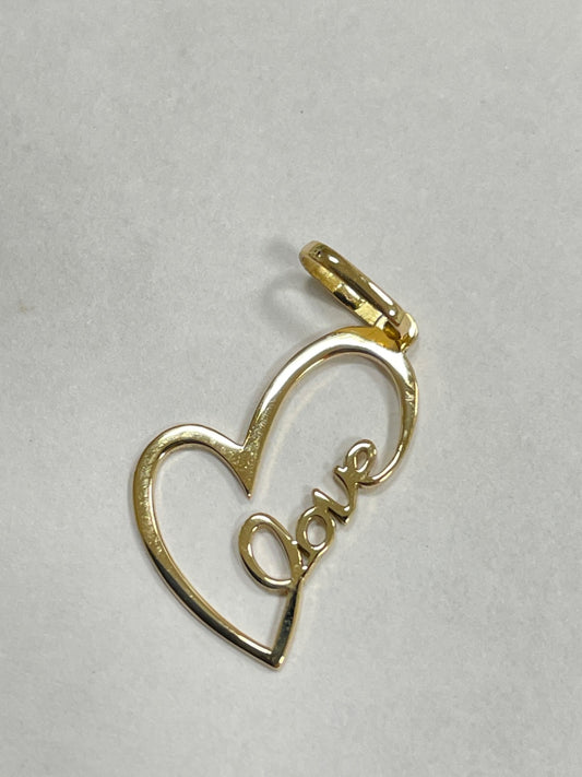 18K Yellow Gold Heart Love  Pendant