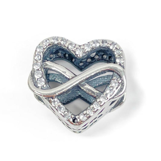Silver Infinity Heart Charm with CZ