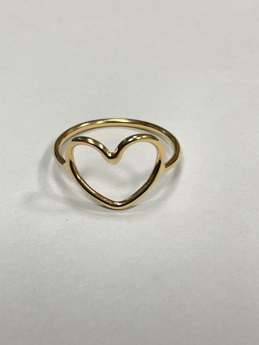 18K Yellow Gold Heart Ring