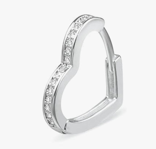 Silver Heart Earring with CZ