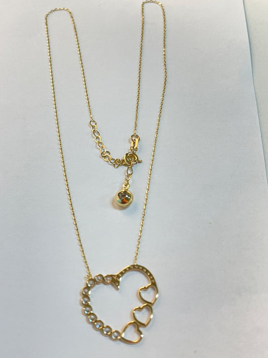 14K Yellow Gold  Charm Necklace Set with CZ