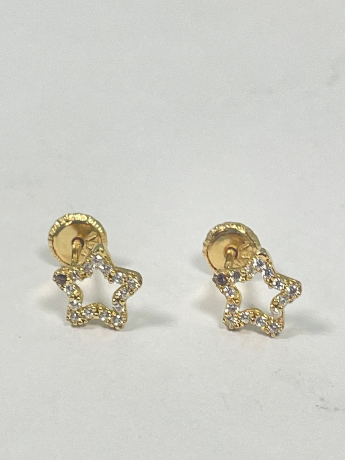 18K Yellow Gold Star  Earring with CZ