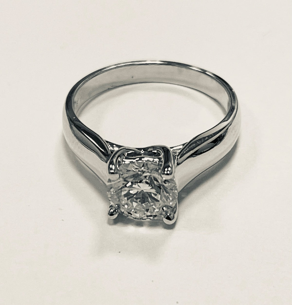14K White Gold  Engagement Ring with Lab Diamond