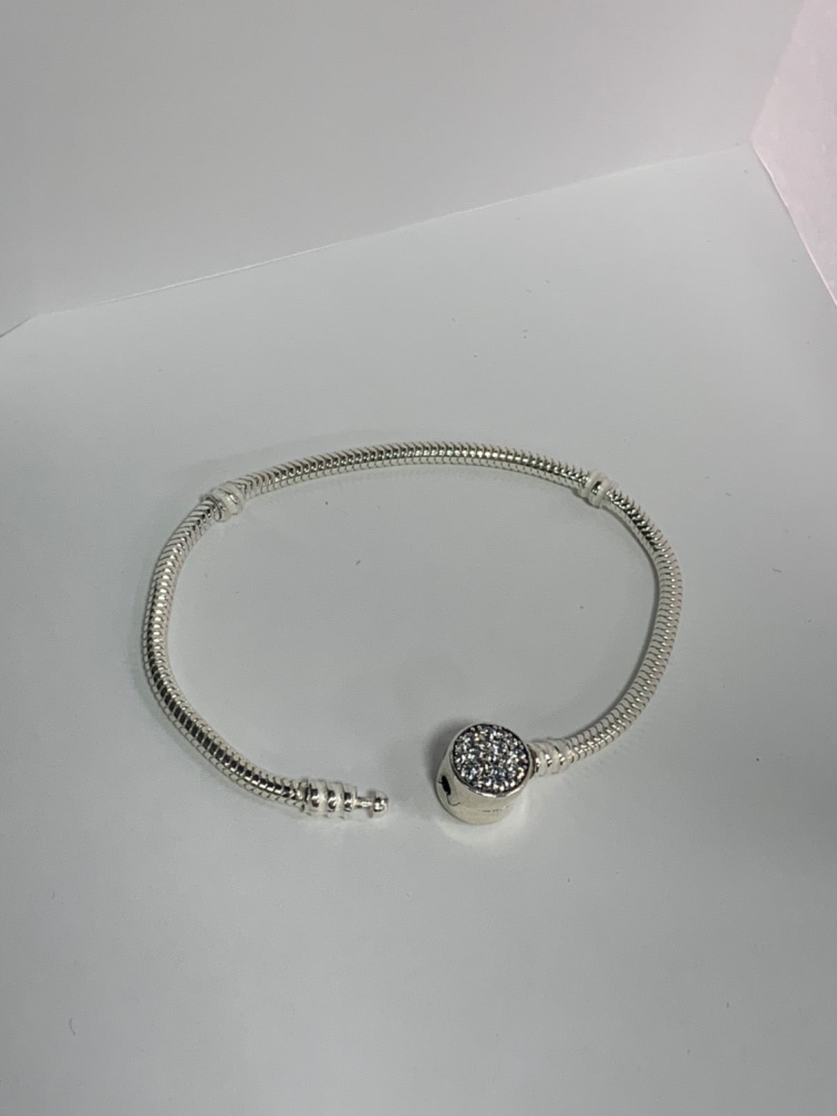 White Silver Charm  Bracelet with CZ