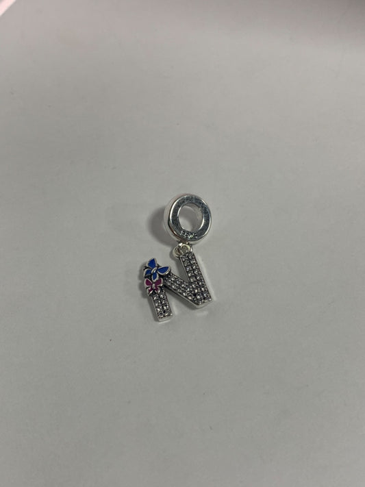 White Silver N Charm with CZ