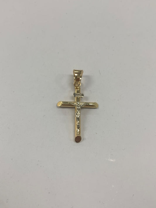 14K Two-Tone Gold Cross  Pendant