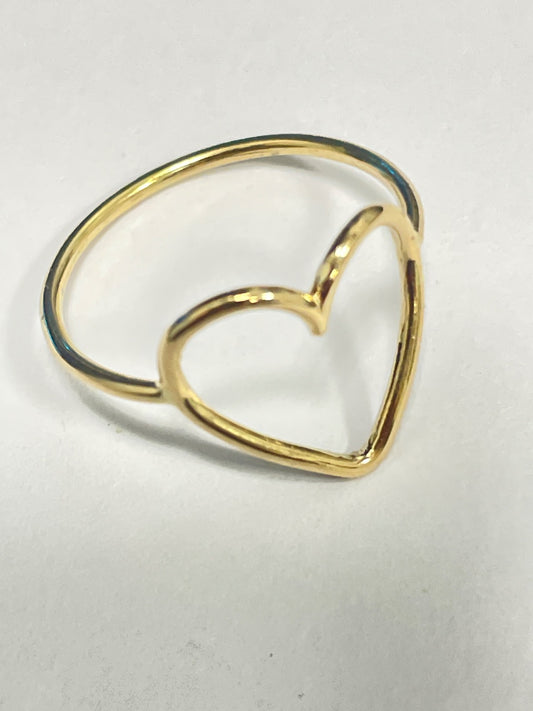 18K Yellow Gold Heart Ring