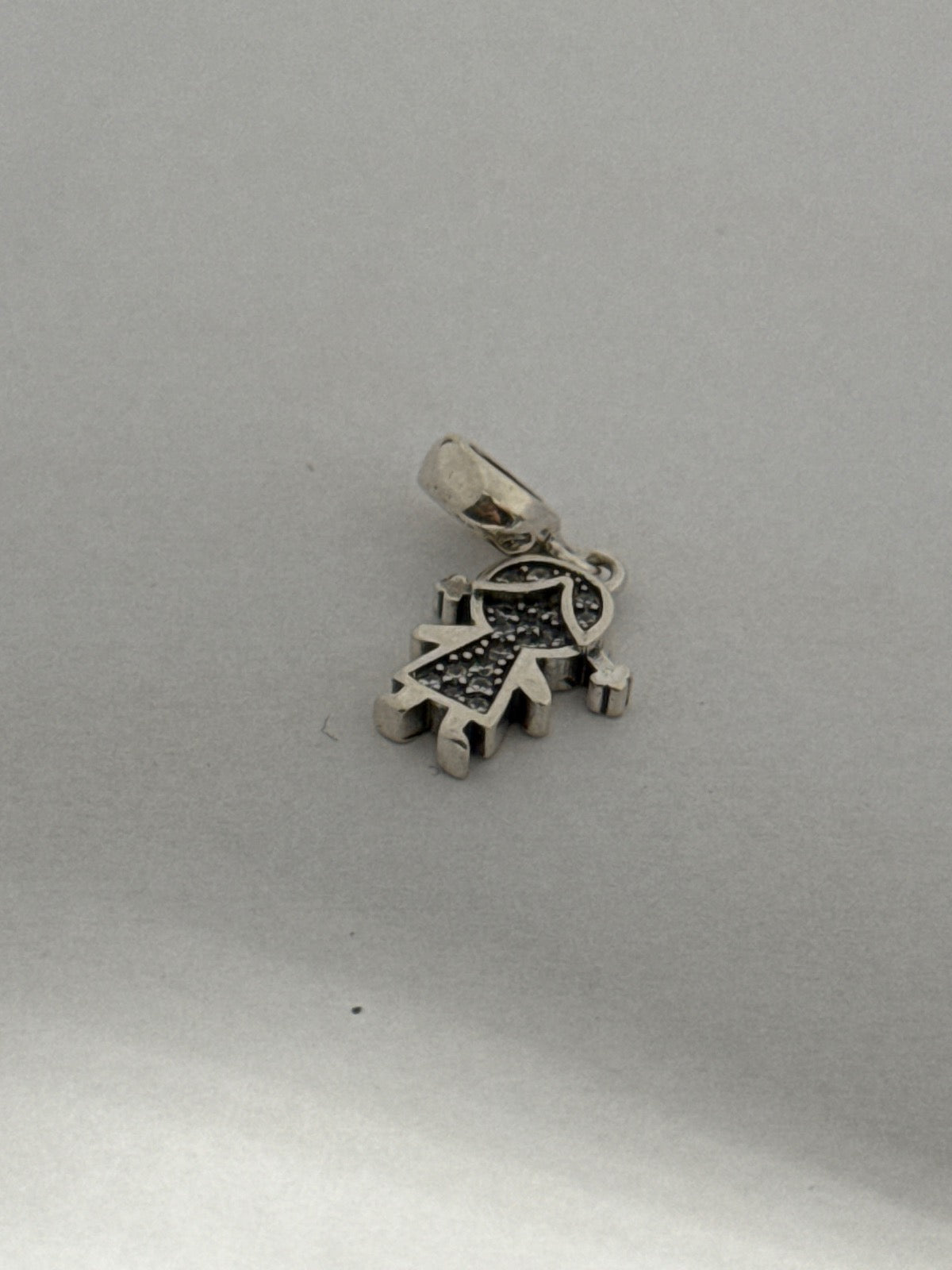 White Silver Pandora Girl Charm with CZ