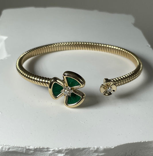 14K Yellow Gold Flower  Bracelet with Diamond and Morganite