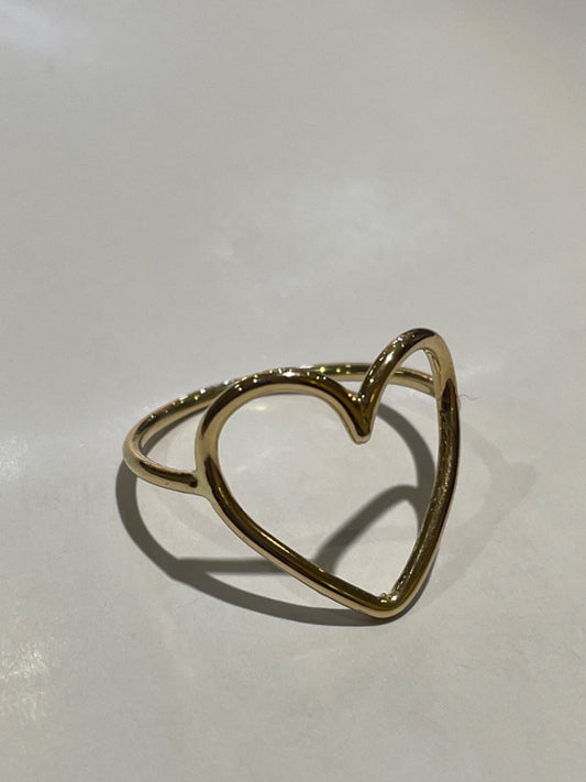 18K Yellow Gold Heart Ring