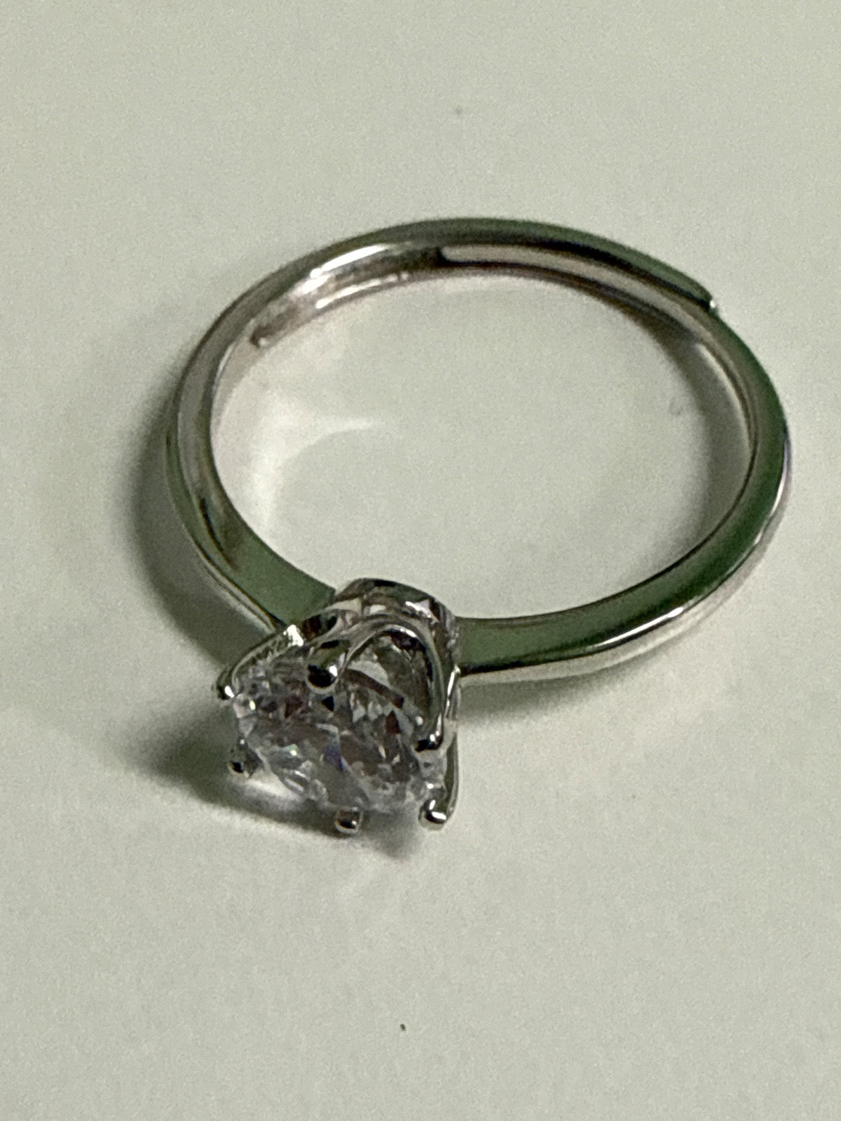 White Silver  Engagement Ring with CZ