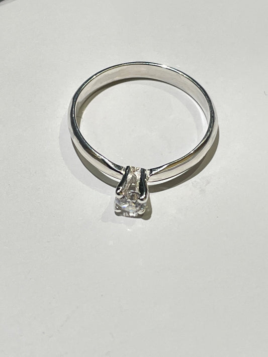 White Silver  Ring with CZ
