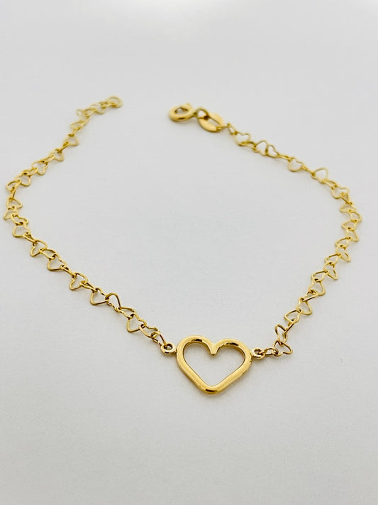18K Yellow Gold Hearts  Bracelet