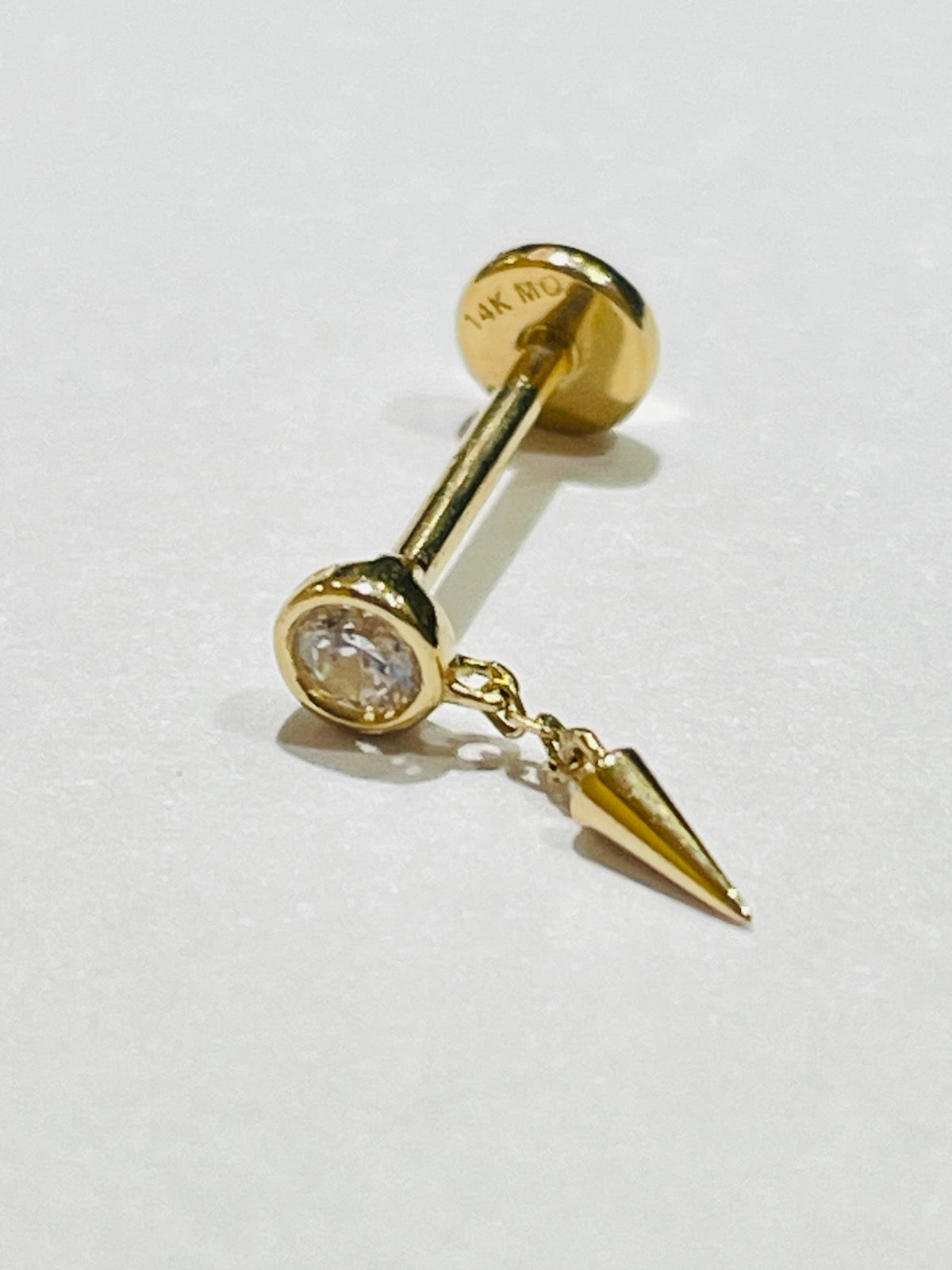 14K Yellow Gold  Piercing with CZ