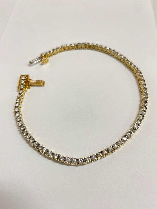 14K Yellow Gold Tennis  Bracelet with Diamond