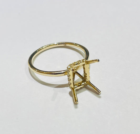 14K Yellow Gold Mounting  Ring with Diamond