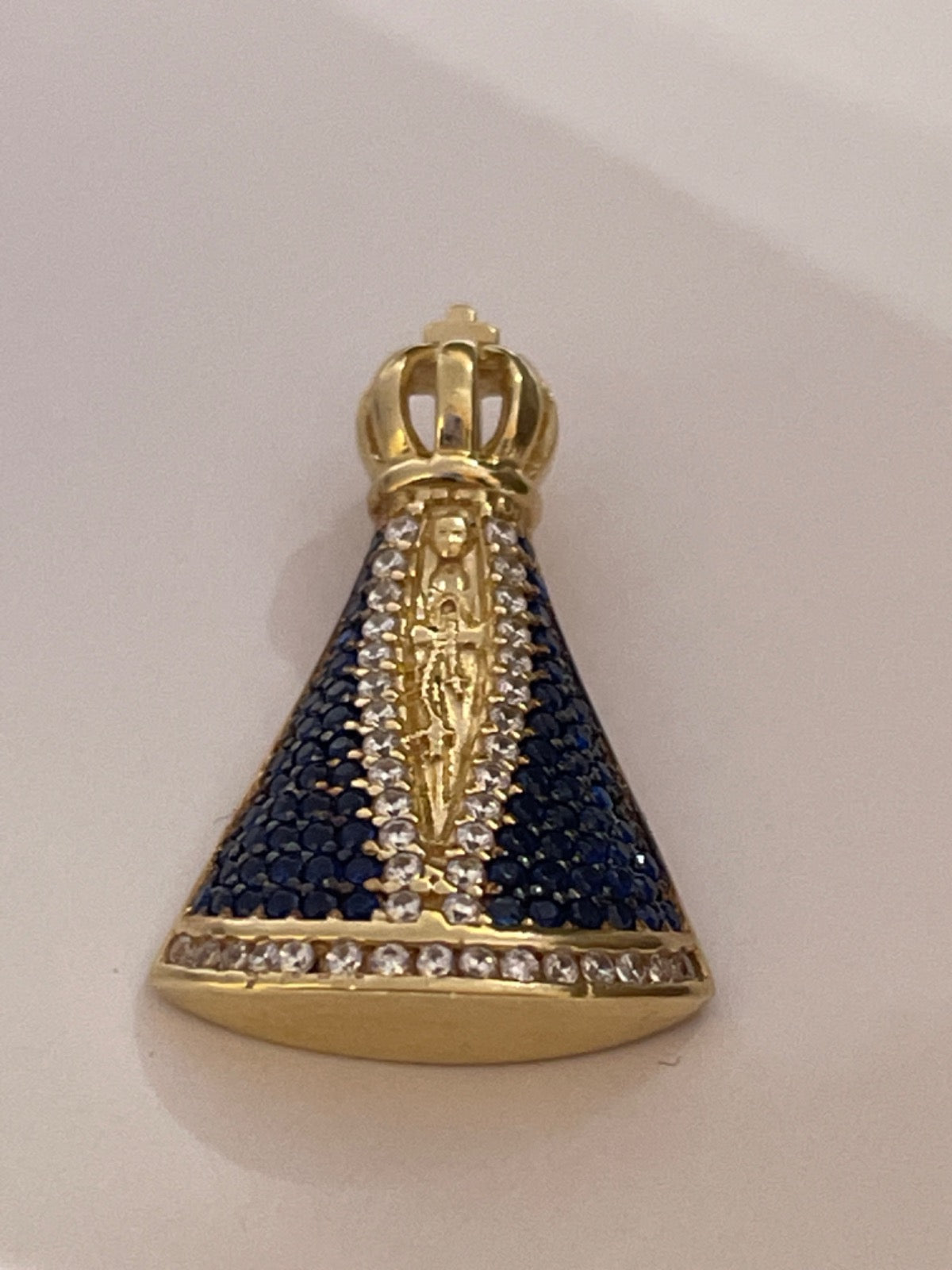 18K Yellow Gold Our Mot  Pendant with CZ