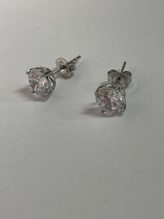 White Silver  Earring with CZ