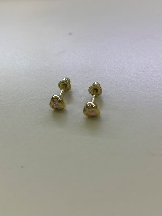 14k Brincho de coração de ouro amarelo com CZ