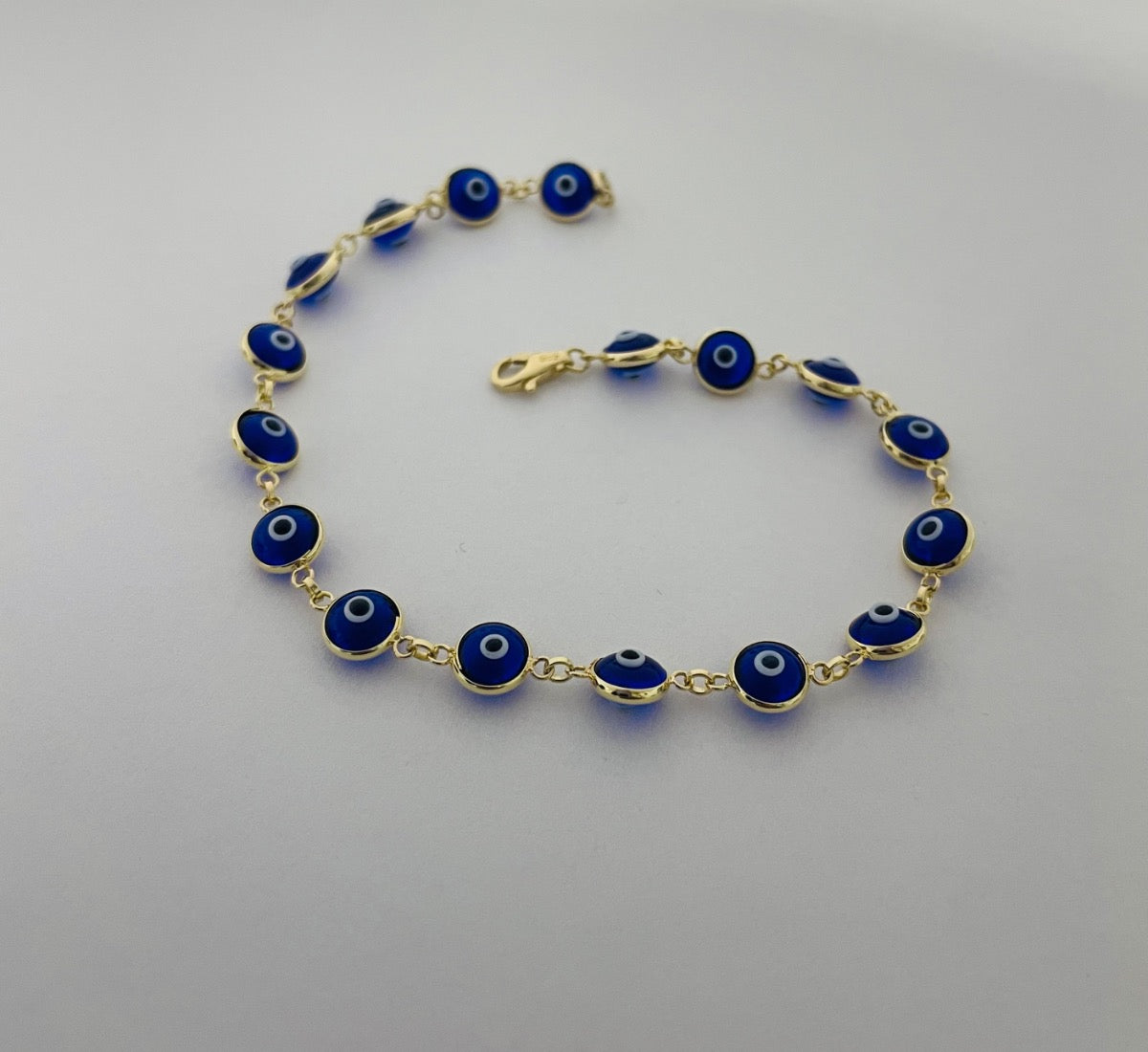 14K Yellow Gold Eye Bracelet with CZ