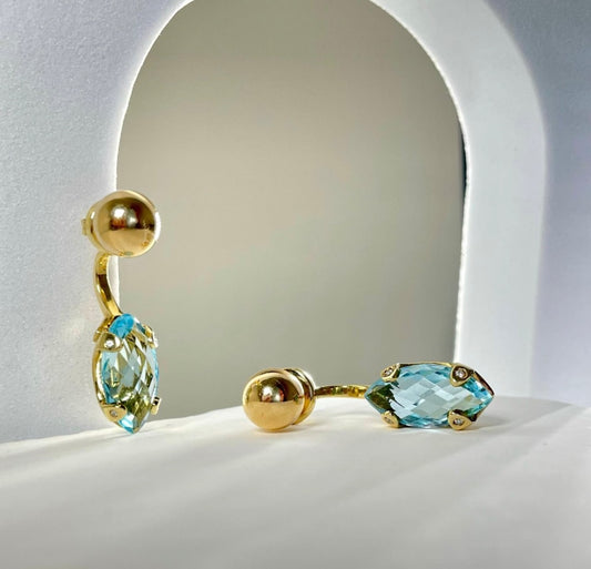 14K Yellow Gold  Earring with Topaz