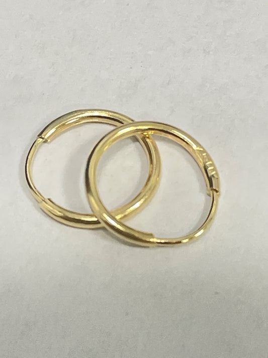 18K Yellow Gold 10mm Round Curve Earring