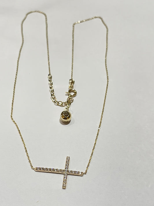 14K Yellow Gold  Charm Necklace Set with CZ