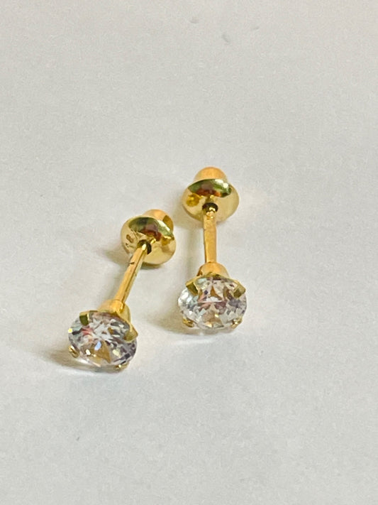 18K Yellow Gold  Earring with CZ