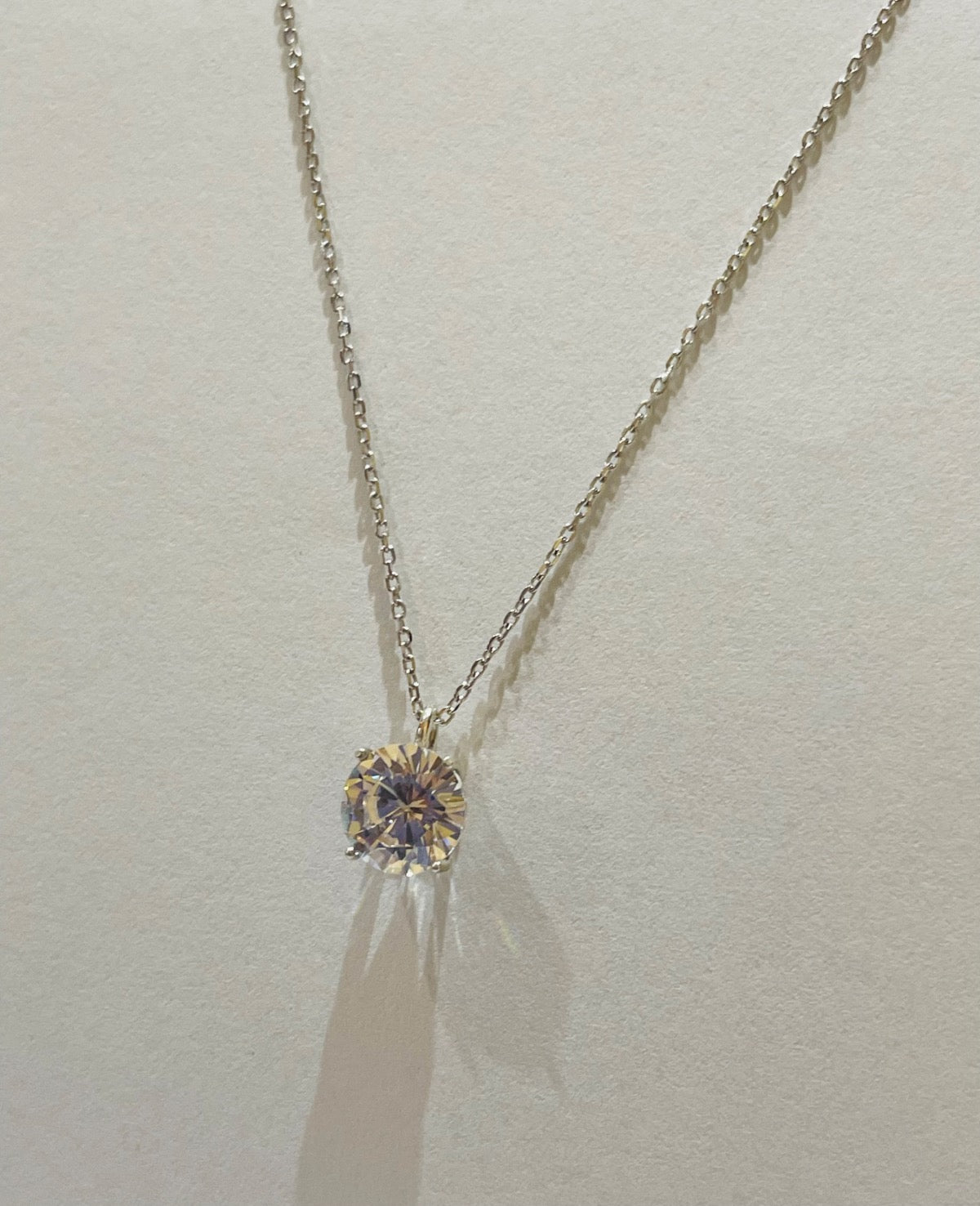 White Silver  Charm Necklace Set with CZ